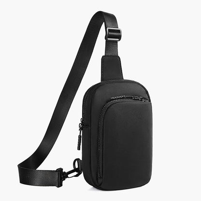 Black Trendy Waterproof Sling Bag - Lightweight Crossbody Chest Pack, Adjustable Strap