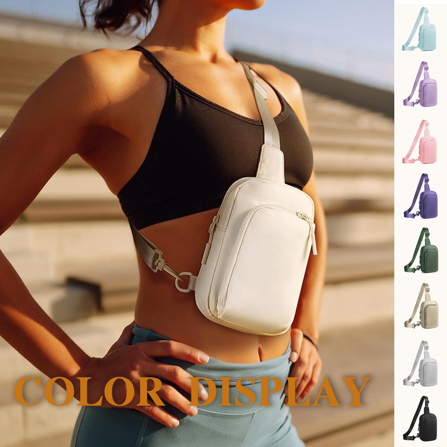 Black Trendy Waterproof Sling Bag - Lightweight Crossbody Chest Pack, Adjustable Strap