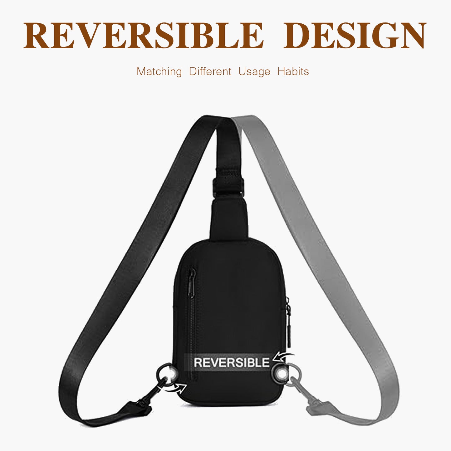 Black Trendy Waterproof Sling Bag - Lightweight Crossbody Chest Pack, Adjustable Strap