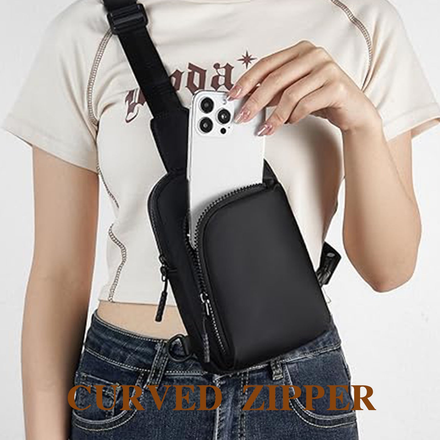 Black Trendy Waterproof Sling Bag - Lightweight Crossbody Chest Pack, Adjustable Strap