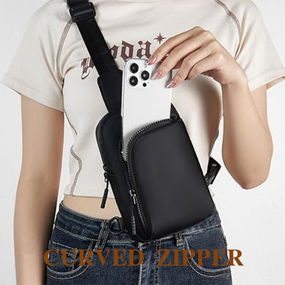 Black Trendy Waterproof Sling Bag - Lightweight Crossbody Chest Pack, Adjustable Strap