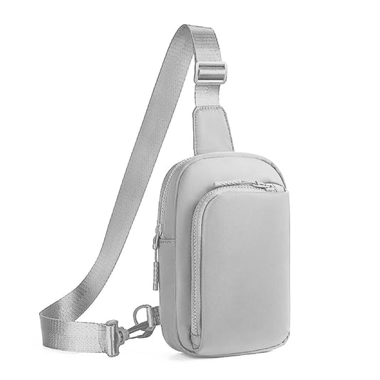 Light Grey Trendy Waterproof Sling Bag - Lightweight Crossbody Chest Pack, Adjustable Strap