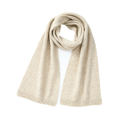 Light Khaki Soft Wool-Blend Solid Color Knit Scarf for Women - Cozy Faux Cashmere Shawl