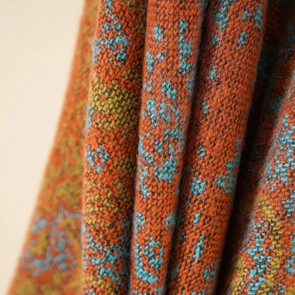 Brown Plaid Ethnic Boho Shawl for Women - Stylish Split Cape for Travel and Cooling Rooms