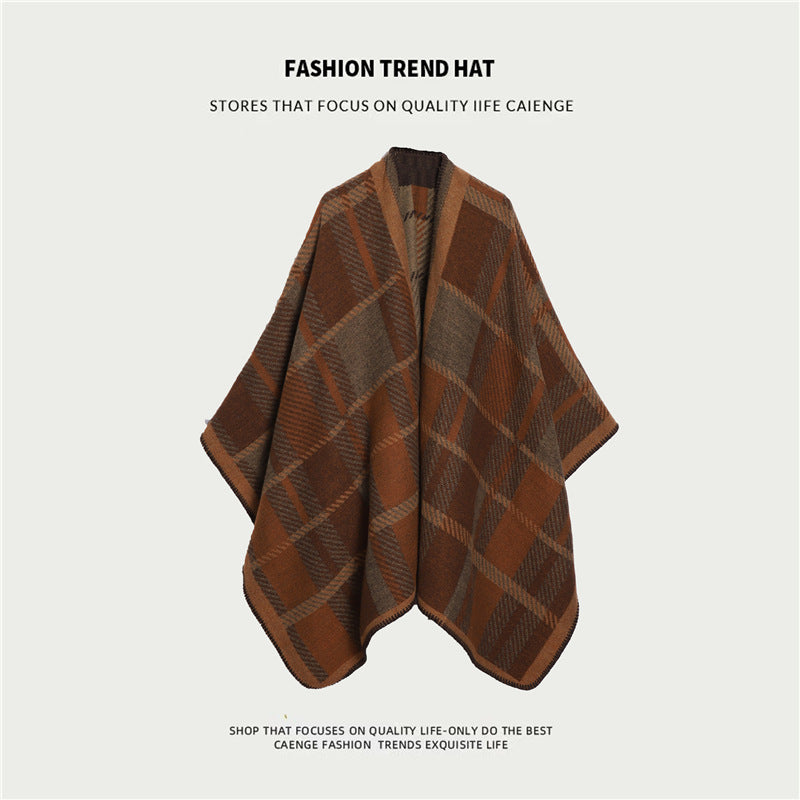 Brown Ethnic Boho Shawl for Women - Stylish Split Cape for Travel and Cooling Rooms