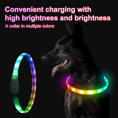 Colorful Rechargeable LED Pet Collar - Adjustable, Glow-in-Dark Safety for Dogs & Cats