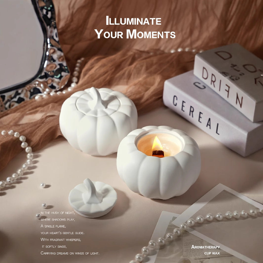 (Westin White Tea)Ceramic Pumpkin Candle with Lid - Home Decor and Gift Ideas
