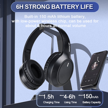 Black Over-Ear Wireless Headphones - Immersive Sound, 360º Surround Sound