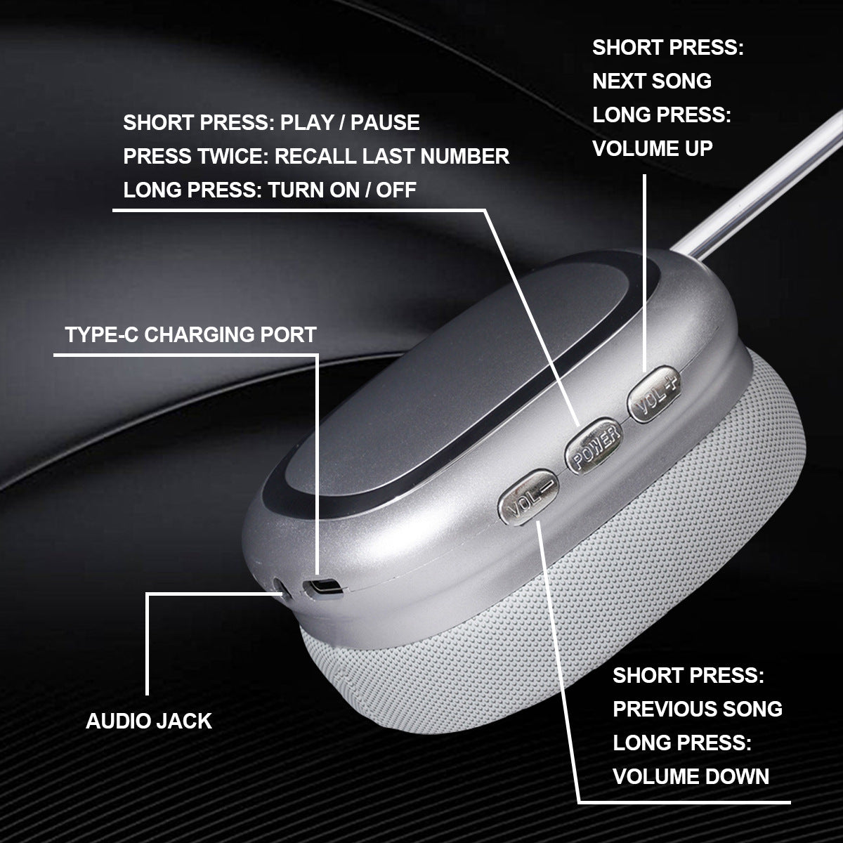 Blue Comfortable Bluetooth Over-Ear Headphones - Soft Earmuffs, Foldable Design, Stereo Sound