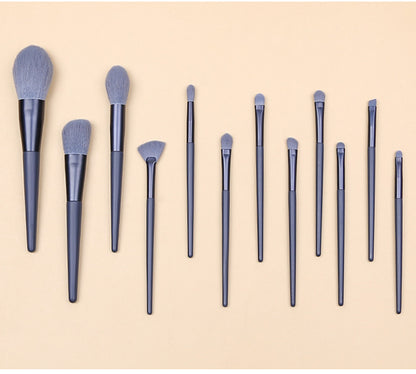 Blue Professional 12 Piece Makeup Brush Kit - Soft Synthetic Brushes for Face & Eyes