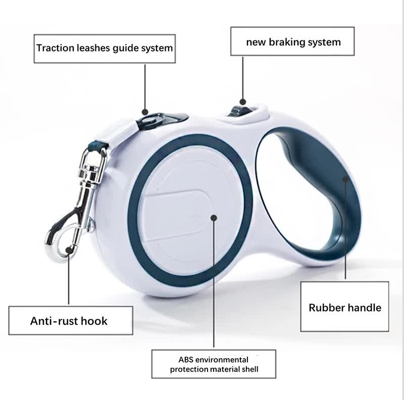 Gray 5M Pet Leash Retractable - Tangle-Free, Extendable Pet Leash for Walking