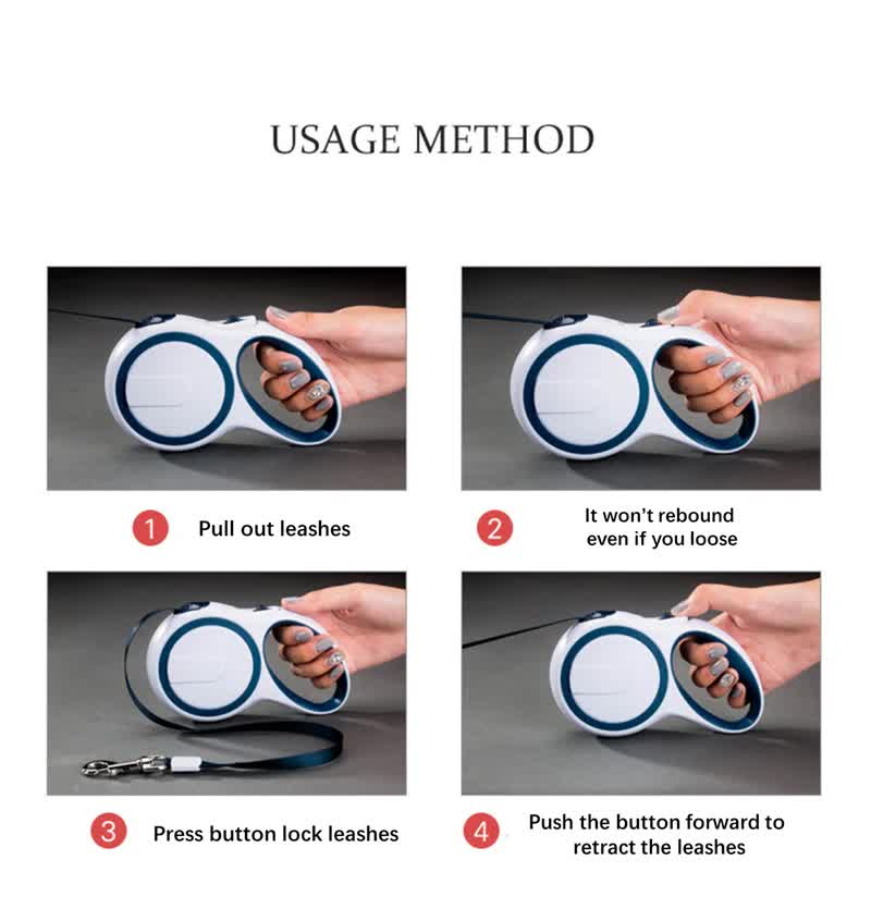 Dark Blue 3M Pet Leash Retractable - Tangle-Free, Extendable Pet Leash for Walking