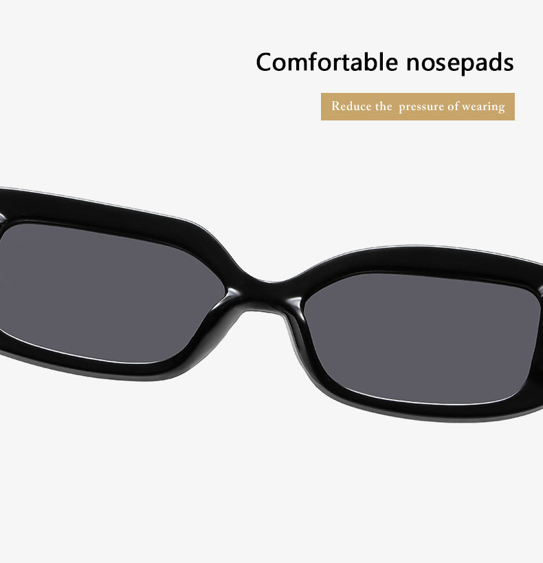 Rose red frame yellow tablet 2-pcs Retro Rectangular Sunglasses for Women & Men