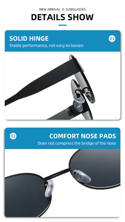 Gold + Green 2-PCS Retro Oval Sunglasses with UV Protection for Men & Women