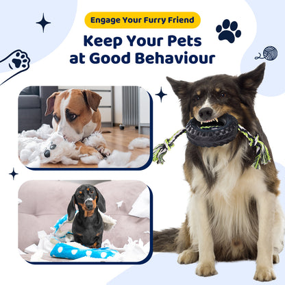 Blue Interactive Tire Rope Dog Toy - Heavy Duty Chew Toy for Dental Health & Play