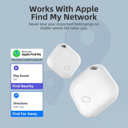 (Round Black) Mini GPS Tracker - Apple Find My Enabled, Key Finder, Wallet Locator, Anti-Theft Tag