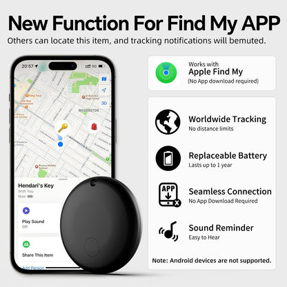(Round White) Mini GPS Tracker - Apple Find My Enabled, Key Finder, Wallet Locator, Anti-Theft Tag