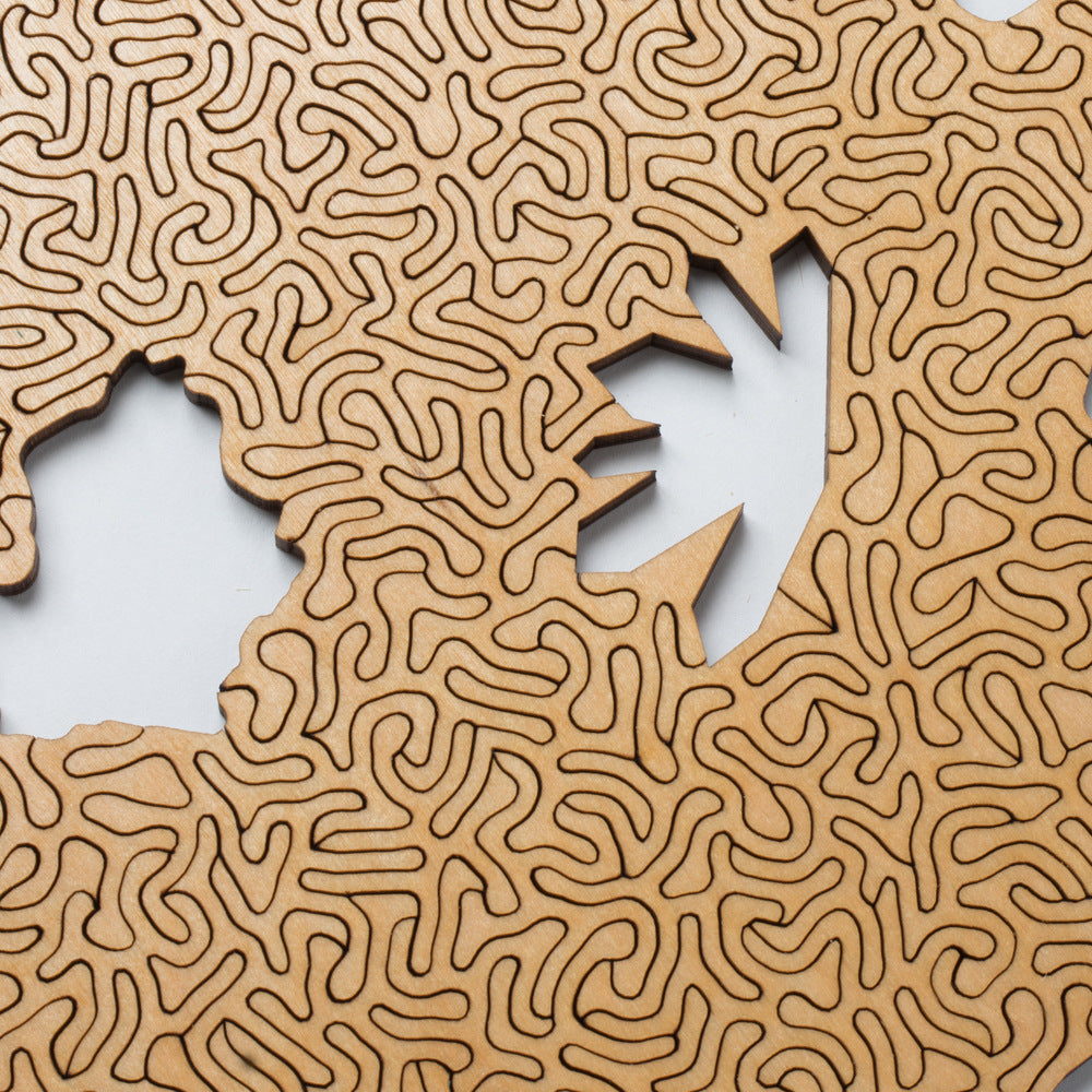 Black and Red Algorithmic Agate Jigsaw Puzzle - 164 Unique Wooden Pieces