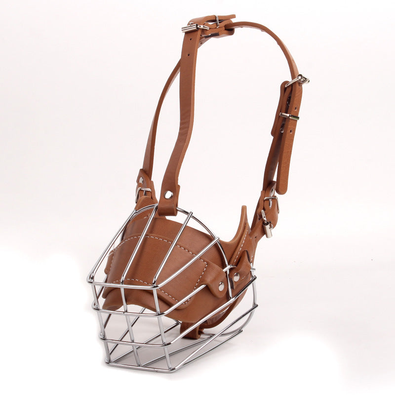 Brown Metal Basket Dog Muzzle - Anti-Bite & Anti-Barking - M