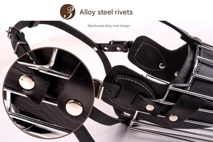 Black Metal Basket Dog Muzzle - Anti-Bite & Anti-Barking - L
