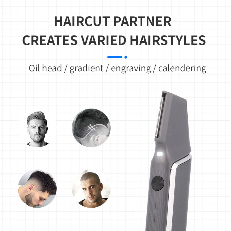 Grey Men's electric hair trimmer with retractable design and USB charging