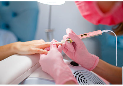 White Mini Electric Nail Polisher with USB Charging and 5 Grinding Heads