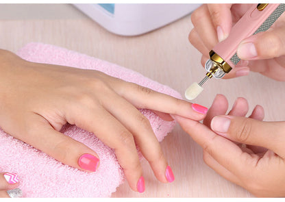 White Mini Electric Nail Polisher with USB Charging and 5 Grinding Heads