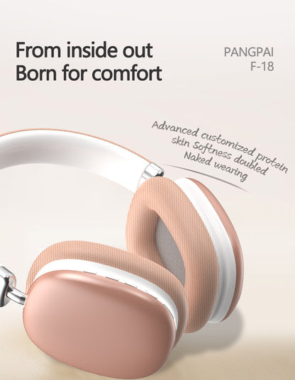 Pink Wireless Bluetooth Headphones - Over-Ear, Deep Bass, Foldable, Long Battery Life