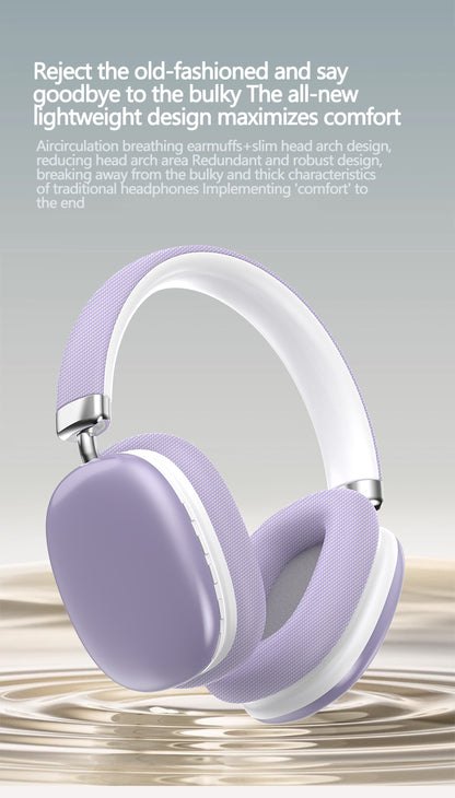 Pink Wireless Bluetooth Headphones - Over-Ear, Deep Bass, Foldable, Long Battery Life