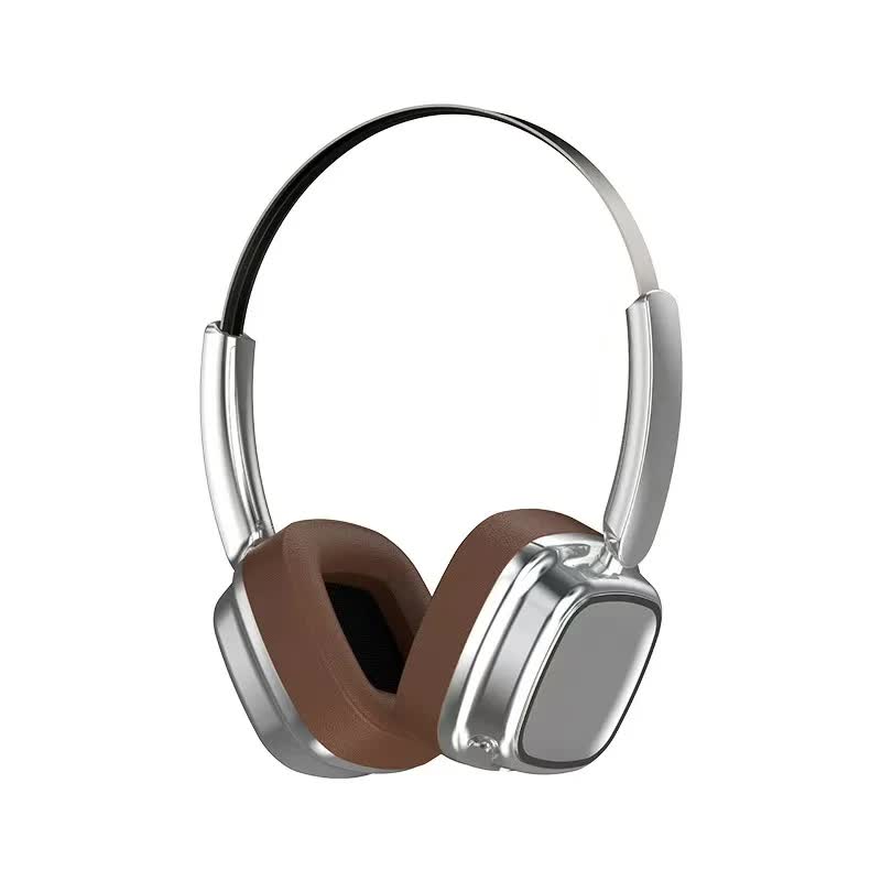 Silver And Brown Compact Retro Headphones - Wireless Bluetooth, Deep Bass, Immersive Sound