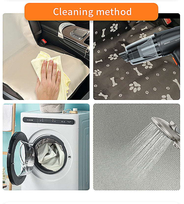 4 Pcs Black with Paw and Bone Print Waterproof Pet Car Seat Cover - Scratch-Resistant Oxford Cloth  for Dogs and Cats (106 x 49 cm)