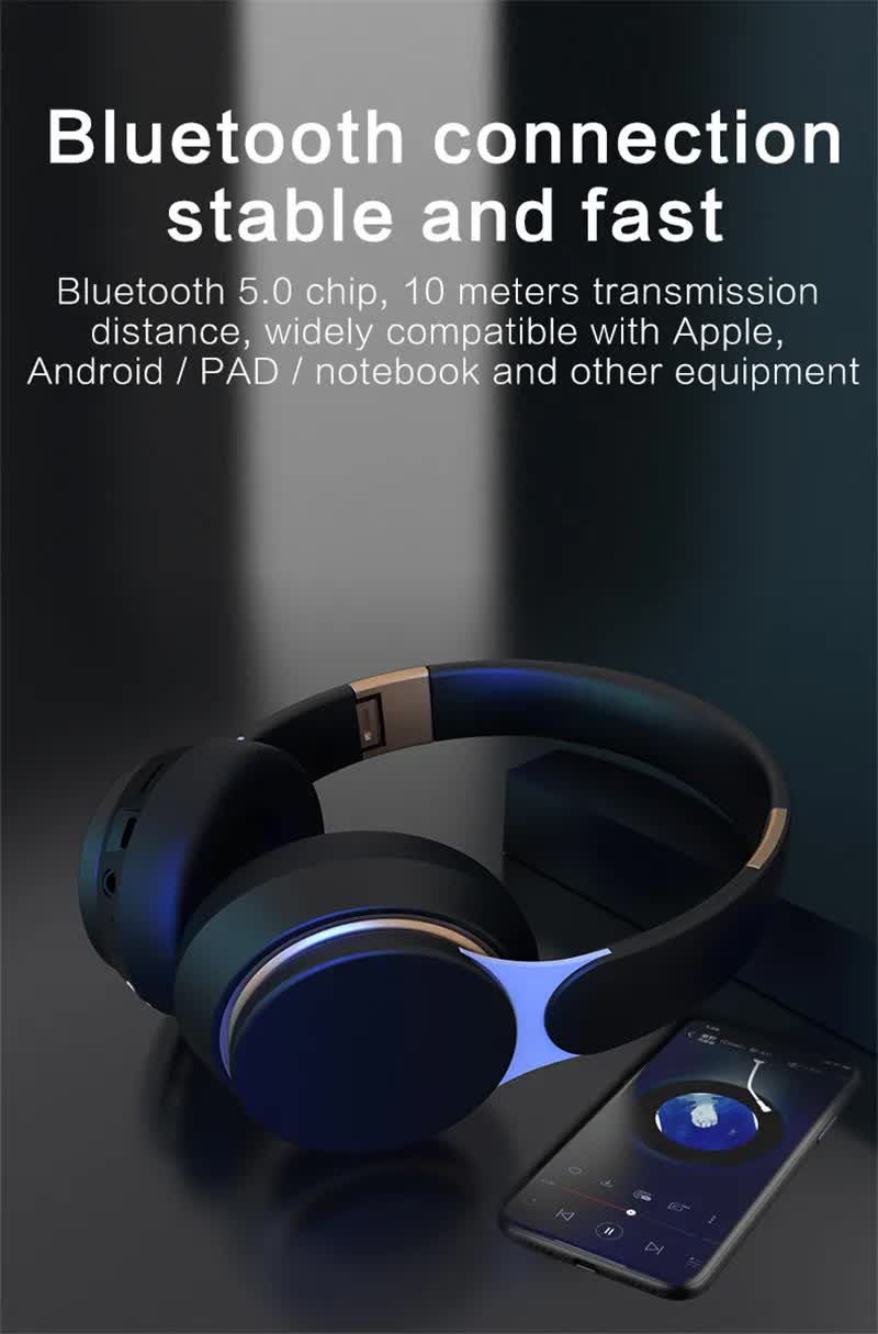 White Wireless Bluetooth Headphones with Noise Reduction - Heavy Bass, Long Battery Life, TF Card Support