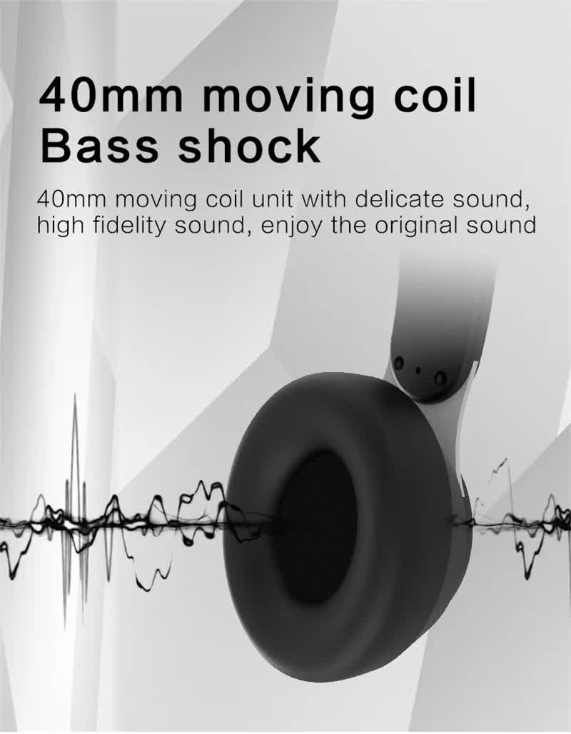 Red Wireless Bluetooth Headphones with Noise Reduction - Heavy Bass, Long Battery Life, TF Card Support