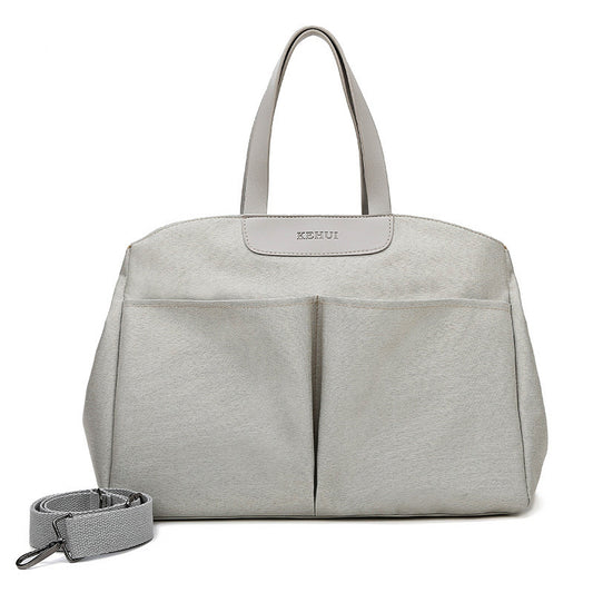 Size Large Grey Stylish Multi-Function Diaper Bag - Insulated Tote with Shoulder Strap for Baby Essentials