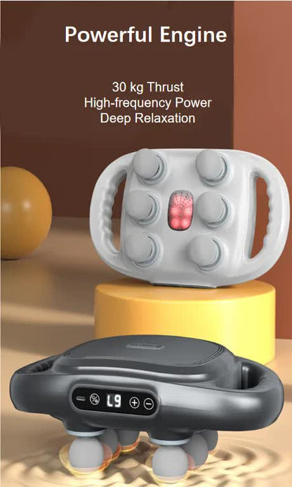 Dark Grey Advanced 6-Head Percussion Massager with Heat - Rechargeable Deep Tissue Muscle Relief Gun