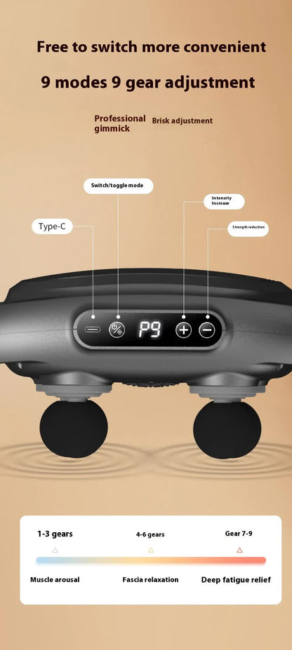 Dark Grey Advanced 6-Head Percussion Massager with Heat - Rechargeable Deep Tissue Muscle Relief Gun
