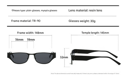 Black Frame Black and Gray Sheet Retro Cat-Eye Metal Sunglasses for Women - UV Protection Stylish Streetwear Shades