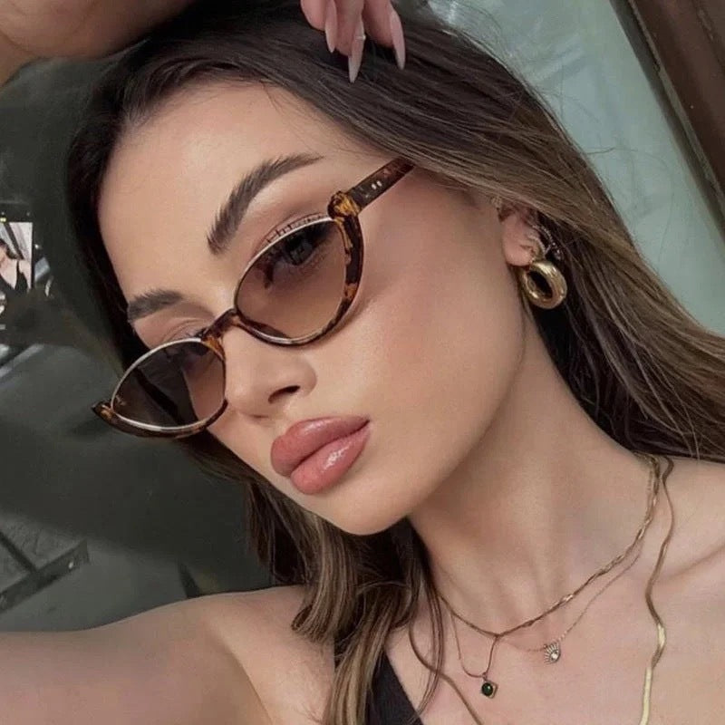 Black Frame With Gray Flakes 2PCS Fashionable Cat-Eye Sunglasses for Women - Retro INS Style UV Protection Shades