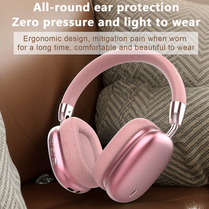 Premium Wireless Bluetooth Headphones with Stereo Hi-Fi Sound(pink)