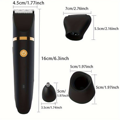 3-in-1 Men's Electric Body Groomer & Hair Clipper Kit - Waterproof, USB-C Rechargeable with Charging Dock(Upgraded gray)