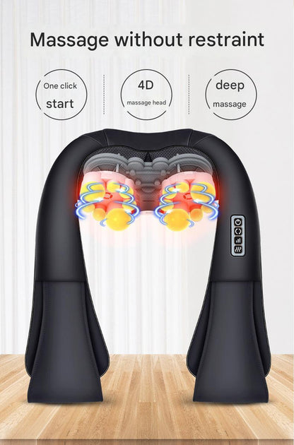 Deep Kneading Shiatsu Neck & Shoulder Massager with Heat - USB Rechargeable Ergonomic Design(Beige)