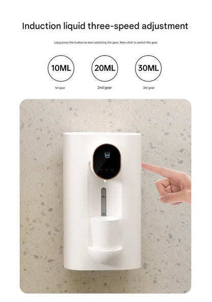Smart Automatic Mouthwash Dispenser - Wall-Mounted, 3 Adjustable Levels, LED Display & Magnetic Cups(white)