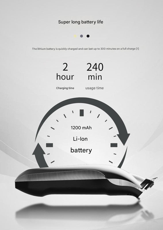 Professional Electric Hair Clipper & Beard Trimmer - USB Rechargeable, LED Display(Silver)