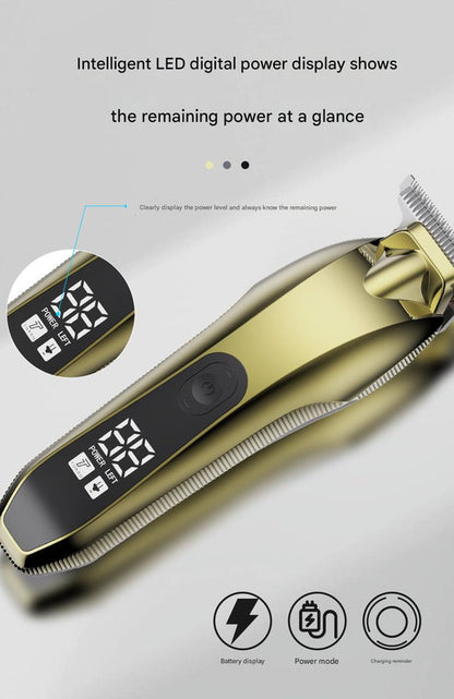 Professional Electric Hair Clipper & Beard Trimmer - USB Rechargeable, LED Display(Silver)