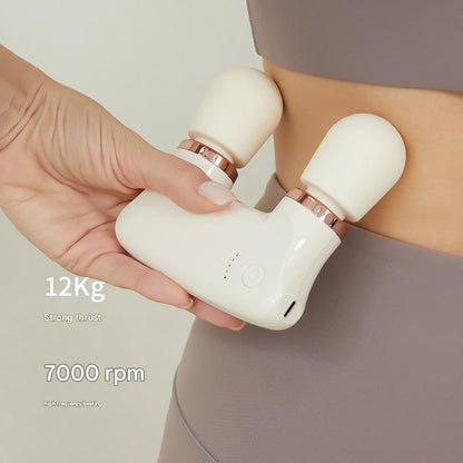 White Portable Dual Head Mini Massager - 5 Modes, Quiet Operation, USB-C Rechargeable