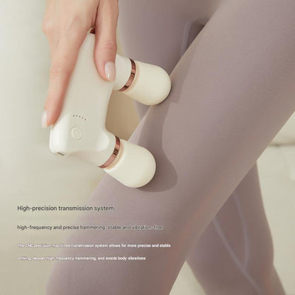 White Portable Dual Head Mini Massager - 5 Modes, Quiet Operation, USB-C Rechargeable