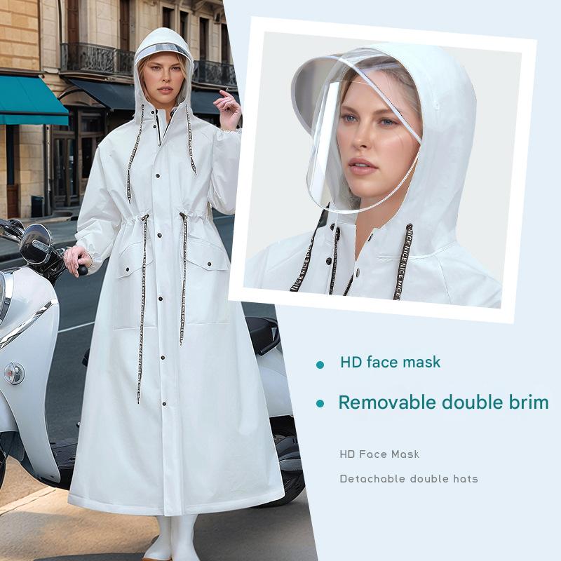 Yellow Women's Long Waterproof Raincoat with Hood and Visor - Stylish Rain Jacket (Size - M)