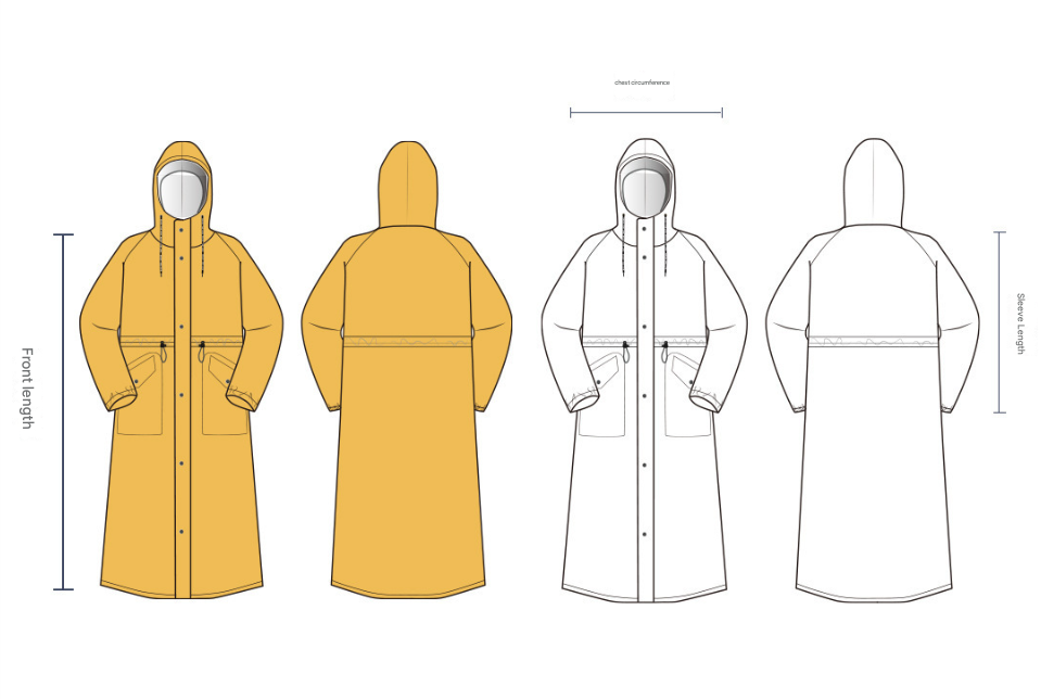 White Women's Long Waterproof Raincoat with Hood and Visor - Stylish Rain Jacket (Size - M)