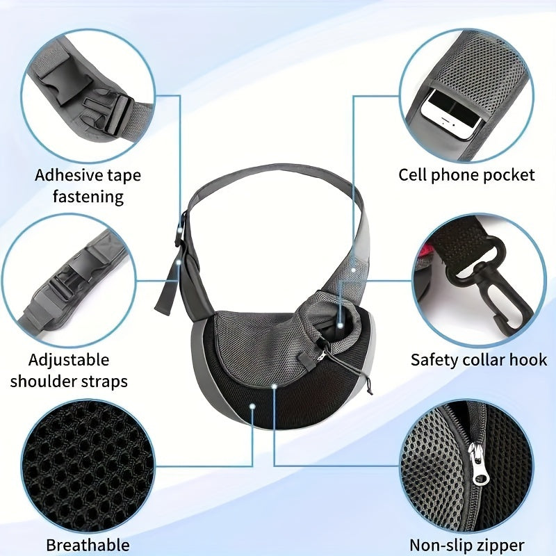 Black Portable Oxford Fabric Pet Carrier for Cats and Puppies (Size L)