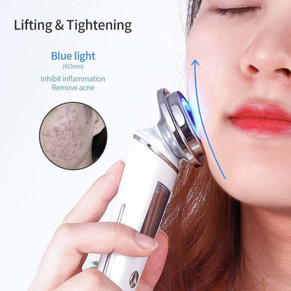 Portable EMS Face Sculpting Tool - LED Photon, Hot Compress, Vibration for Radiant & Firm Skin